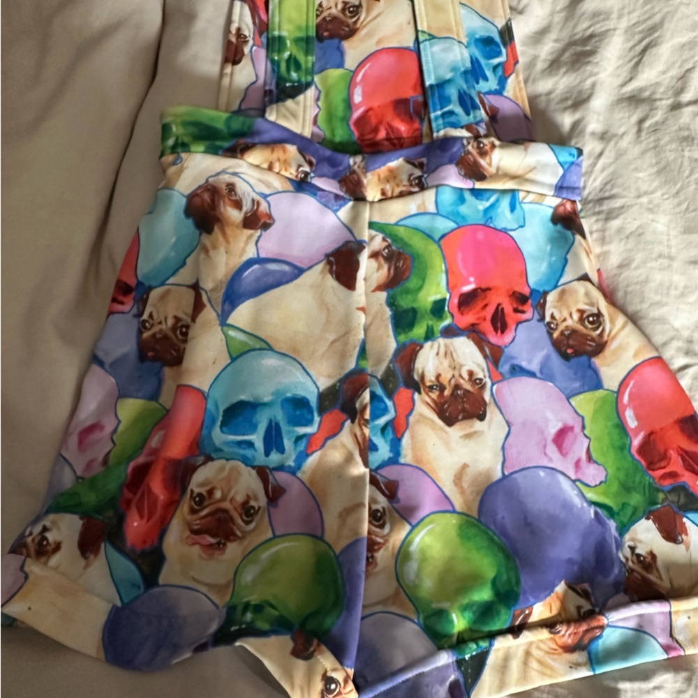 Blackmilk Lora Zombie Pugs and Skulls Short Overalls - Picture 5 of 5